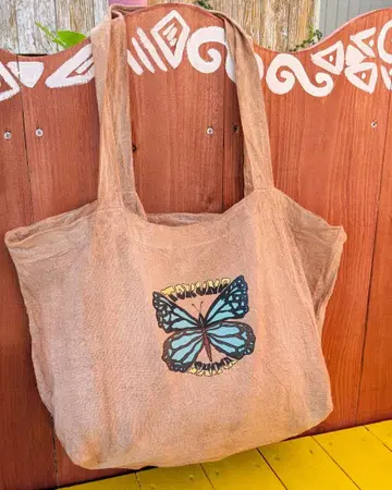 월도 염색 도쿠노시마 에코백 토트백 초목 염색 버터플라이