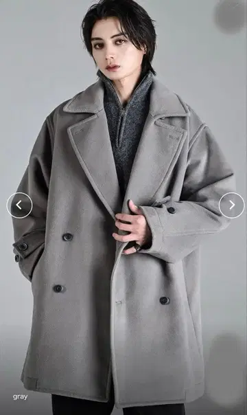 ADRER 비버 멜톤 오버 P코트 그레이 L사이즈