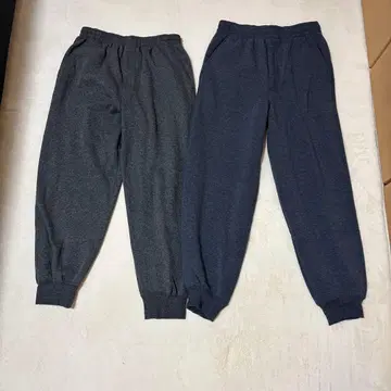 그레이 속기모 스웨트 팬츠 앞 지퍼 허리밴딩&끈 2장 세트