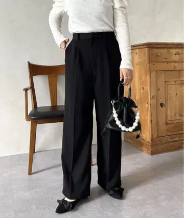 블랙 와이드 팬츠 PM 사이즈