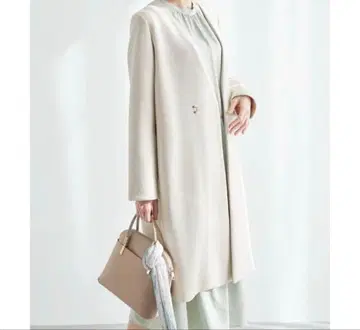 로페피크닉 코디건 노카라 코트 아이보리 롱 던