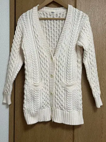 론 헤르만 아이보리 케이블 니트 롱 가디건