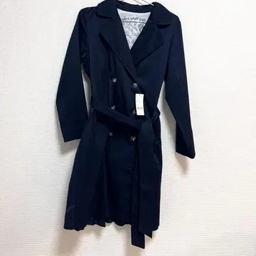 하이픈월드 갤러리 네이비 더블 브레스트 트렌치코트