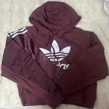 adidas 버건디 크롭 후드티 M