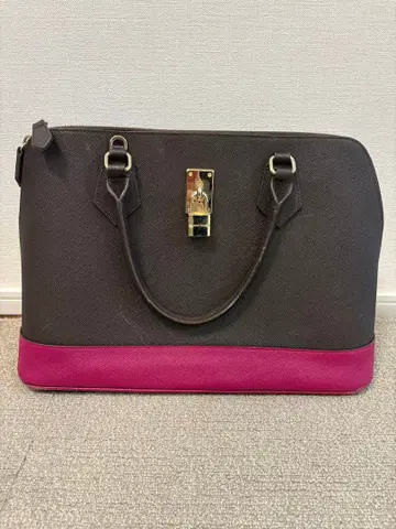 사만다 타바사 다크 브라운 핑크 바이컬러 핸드백