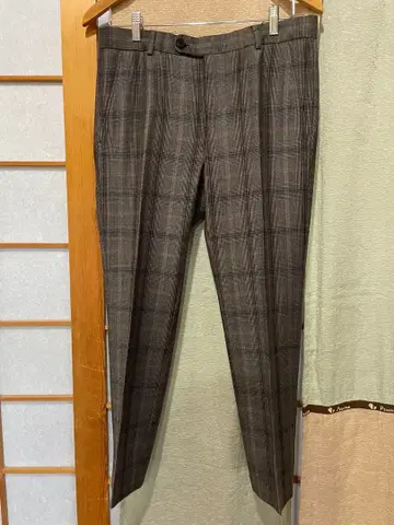 Walter Van Beirendonc 그레이 브라운 계열 체크 슬랙스