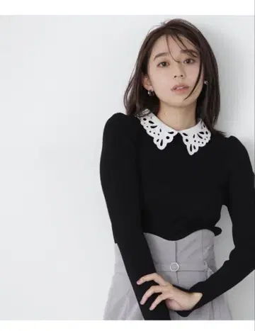 natural beauty basic 레이스 옷깃 탈부착 가능 긴팔 니트