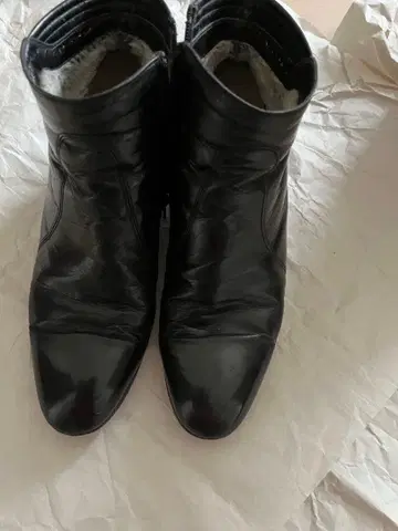 블랙 가죽 사이드 고어 부츠