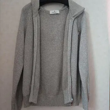 MORABITO 실버 후드 부착 니트 후드티