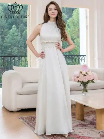 [GINZA COUTURE] 화이트 맥시 A라인 롱 드레스