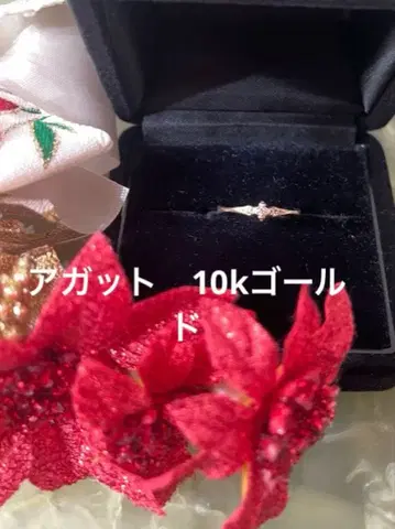 아가트 10k 골드링 미니 다이아몬드