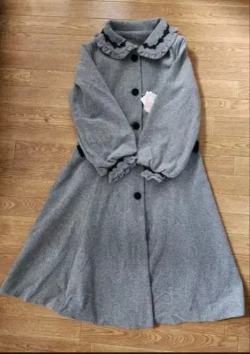 아오키 미사코 시마무라 리본 롱 코트 그레이