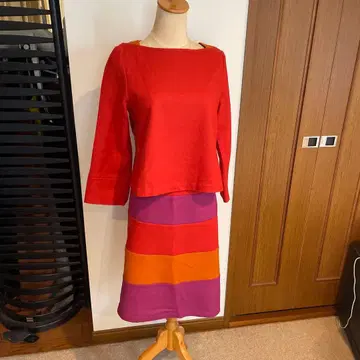 호코모모라 스티치 압축 울 상의 40 M 오렌지