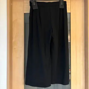 블랙 가우초 팬츠 신축성 허리