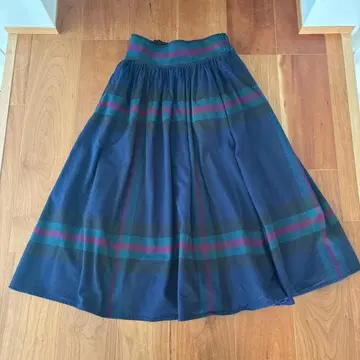 BEAMS BOY 빅 타탄 체크 플레어 스커트