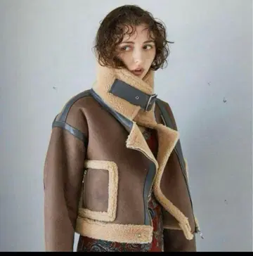 juemi 무스탕 자켓 브라운