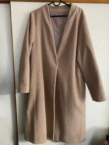 핑크 베이지 롱 코트