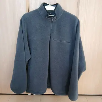 유니클로 플리스 오버 사이즈 하프 지퍼 풀오버 다크 그레이