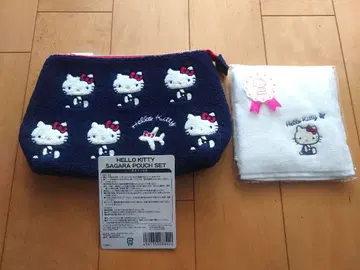 [ 미사용 ] JAL 기내판매 한정판 헬로키티 사가라 파우치 타월 세트
