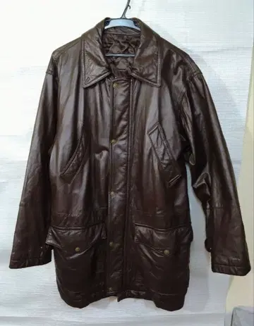 JUNMEN 가죽 자켓 소가죽 하프 코트 브라운 L 사이즈