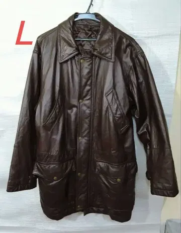 JUNMEN 가죽 자켓 하프 코트 브라운 L 사이즈