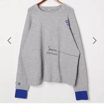 배색 돌 풀오버 그레이