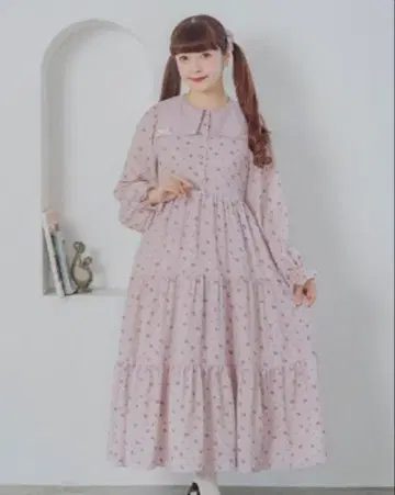 시마무라 아오키 미사코 빅 사이즈 꽃무늬 시마미사 원피스 6L 핑크