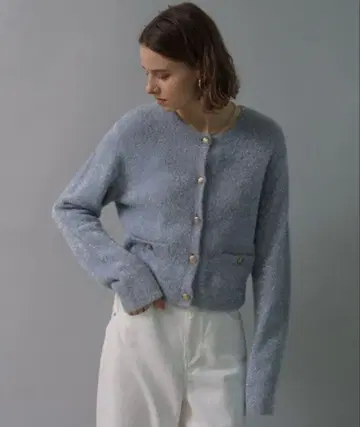 CADUNE 니트 가디건 자켓 블루