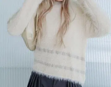 니트 스웨터 라인 디자인 샤기 니트 여성용