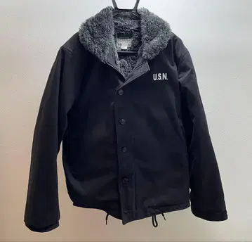 NAVY DEPARTMENT USN 퍼 옷깃 블랙 밀리터리 구제 의류