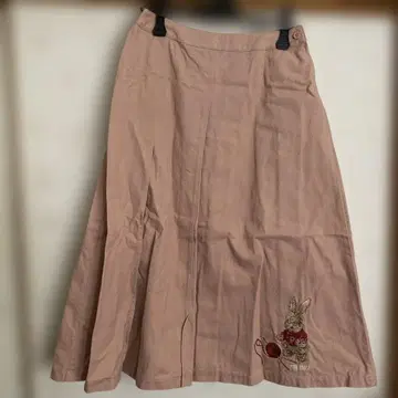 PINK HOUSE 털실 토끼 자수 플레어 스커트