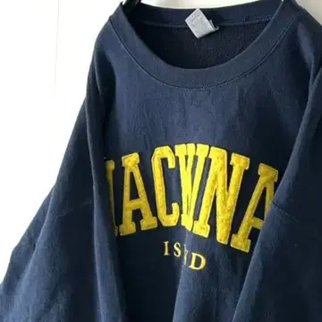 길단 MACKINAC 아일랜드 자수 맨투맨 XL 네이비 구제 의류