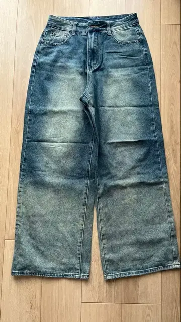 그라데이션 데님 와이드 레그 팬츠