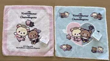 코리락쿠마 and 차이로이코구마 스토어 타월 손수건 2장 세트