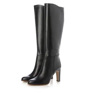 다이애나 블랙 가죽 롱 부츠 하이힐