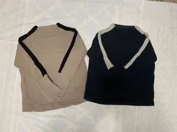 LUCA 긴팔 티셔츠 소매 라인 2세트 프리 사이즈 베이지 블랙