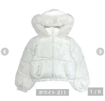 시마무라 여성용 블루종 화이트 퍼 부착 숏 다운