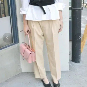 슬로브 이에나 컬러 테이퍼드 팬츠 베이지