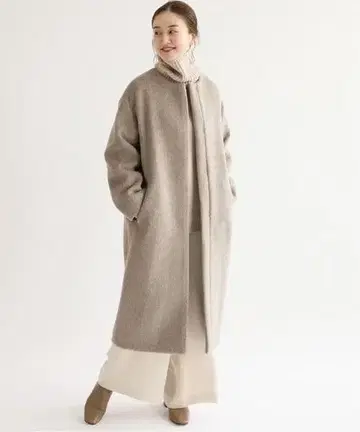 IENA 램스울 노카라 코트 34