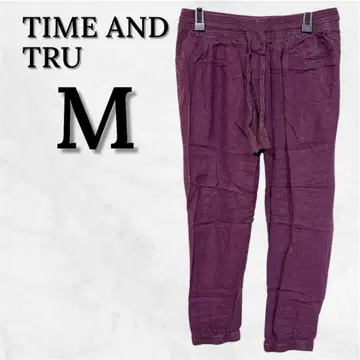 캐주얼 팬츠 [ M ] 퍼플 적자색 메탈스부르크 허리밴딩 밑단 밴딩