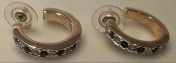 장식 스톤 부착 후프 귀걸이