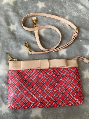 사만사베가 레드 체크 무늬 숄더백