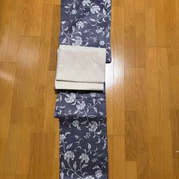 그레이 꽃무늬 코몬 톨 사이즈 이중 기모노