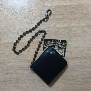 woof&woof 블랙 가죽 지갑 실버 체인 포함 내부는 송치