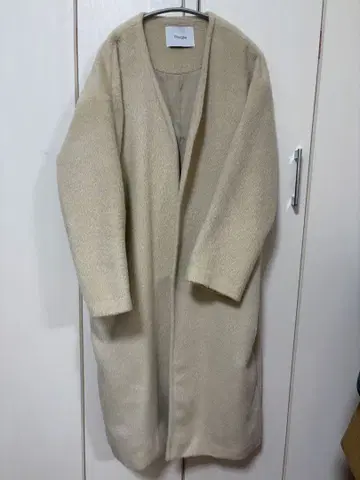 베이지 프릴 롱 코트 S