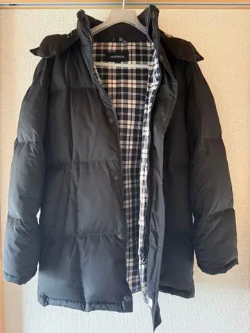 NEWYORKER 롱 다운 자켓 블랙 체크 무늬