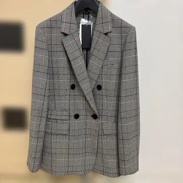 [ 미사용 새상품 ] ICB 더블 브레스트 체크 자켓 그레이 계열