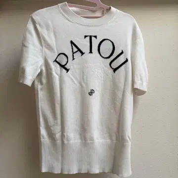 PATOU 반팔 니트 스웨터 화이트