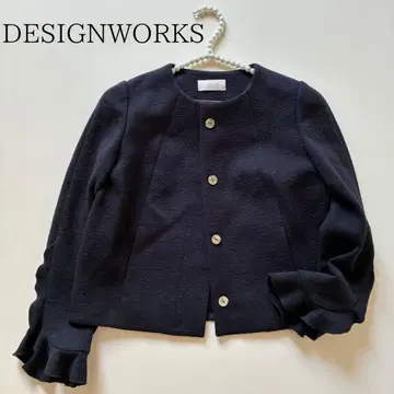 [ 새상품급 ] DESIGNWORKS 노카라 프릴 자켓 쉘 버튼