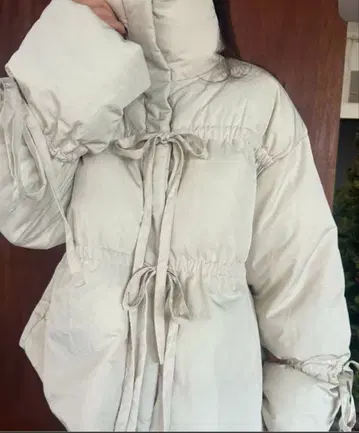 lawgy ribbon gather flare quilting coat